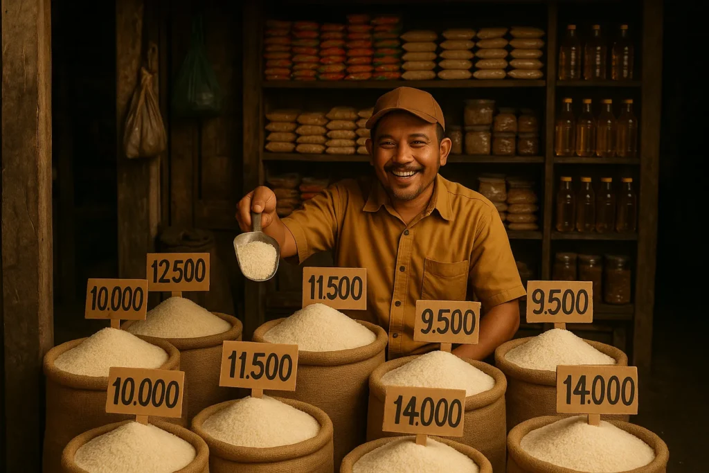 Perbedaan visual beras organik asli dan oplosan